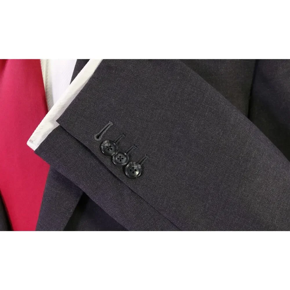 Tommy Hui Bespoke Tailored Charcoal Gray 2-Btn Wool Suit 42S